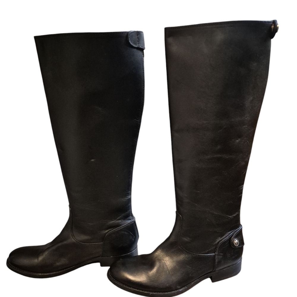 FRYE TALL BLACK LEATHER BOOTS